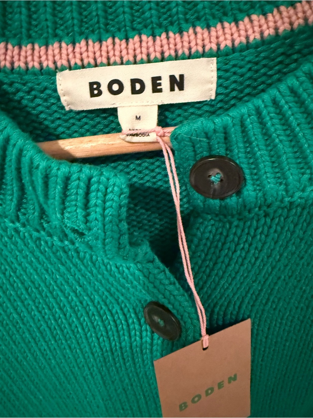 Boden Bright Green Button-Front Cardigan - Picture 5 of 5